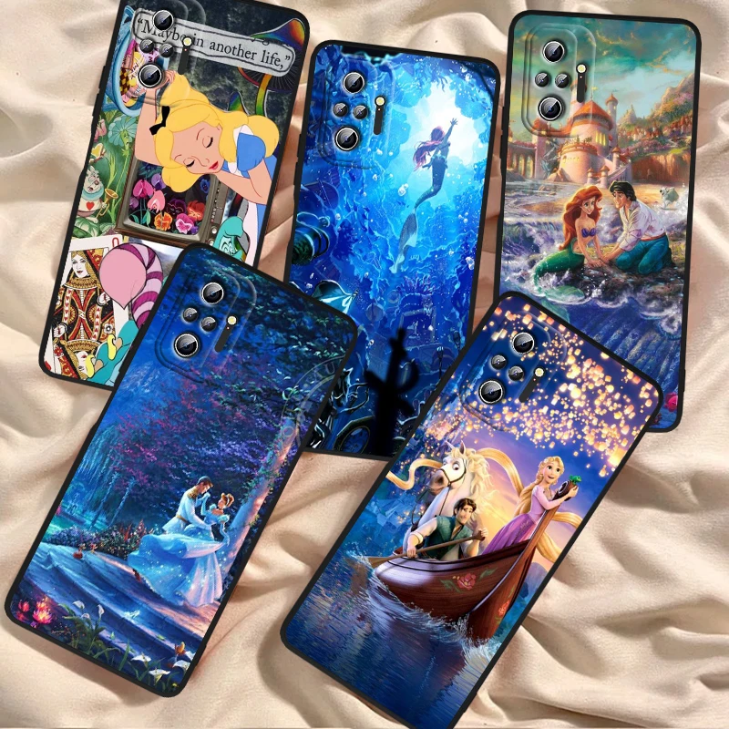 Disney Alice Princess Moana For Xiaomi Redmi Note 13 12R 12 12S Turbo 11 11T 11S 10 10S Pro Plus 5G Black Back Phone Case