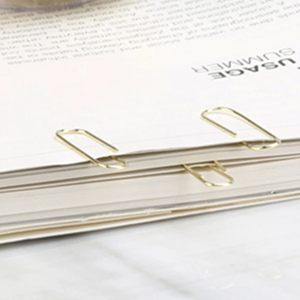

100 Pcs Gold Paper Clips Metal Golden Bills Clips Office Supplies Multi use Practical School Desk Accessories