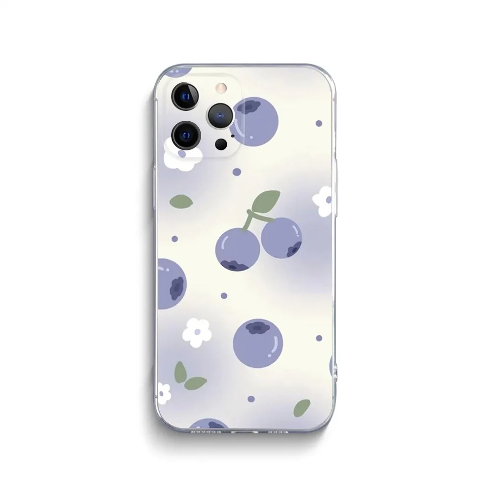 Fruit Blueberries Phone Case For iPhone 15,14,13,12,11 Plus,Pro,Max,XR,XS,X,7,8 Plus,SE,Mini Transparent Silicone Soft