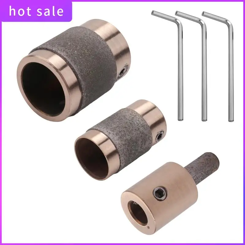 

A26I-3Pcs Grinder Head 1 Inch 3/4 Inch 1/4 Inch Brass Core Standard Grit Stained Glass Grinder Bit Head For Glass Stone