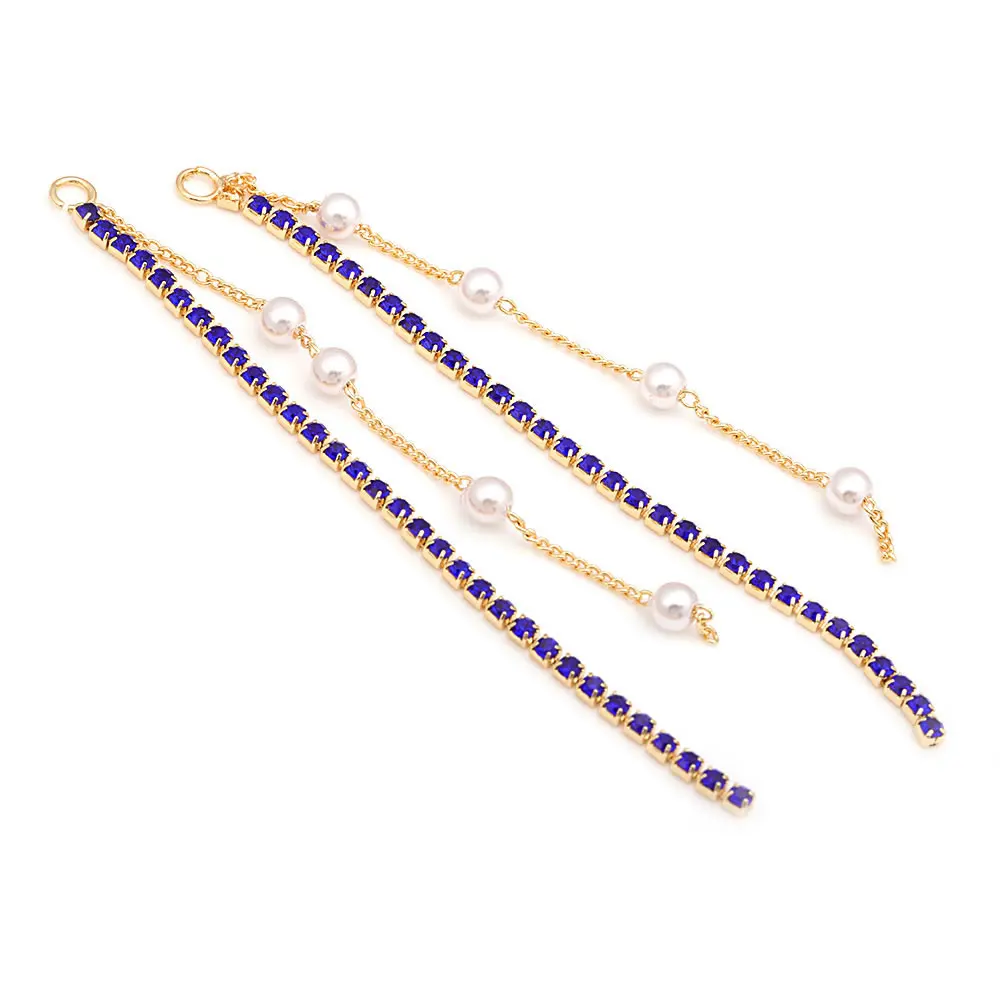 18K Gold Color Brass and Zircon with Rhinestone Chain Tassel Earrings Connect Charms High Quality Diy Jewelry Making Accessories