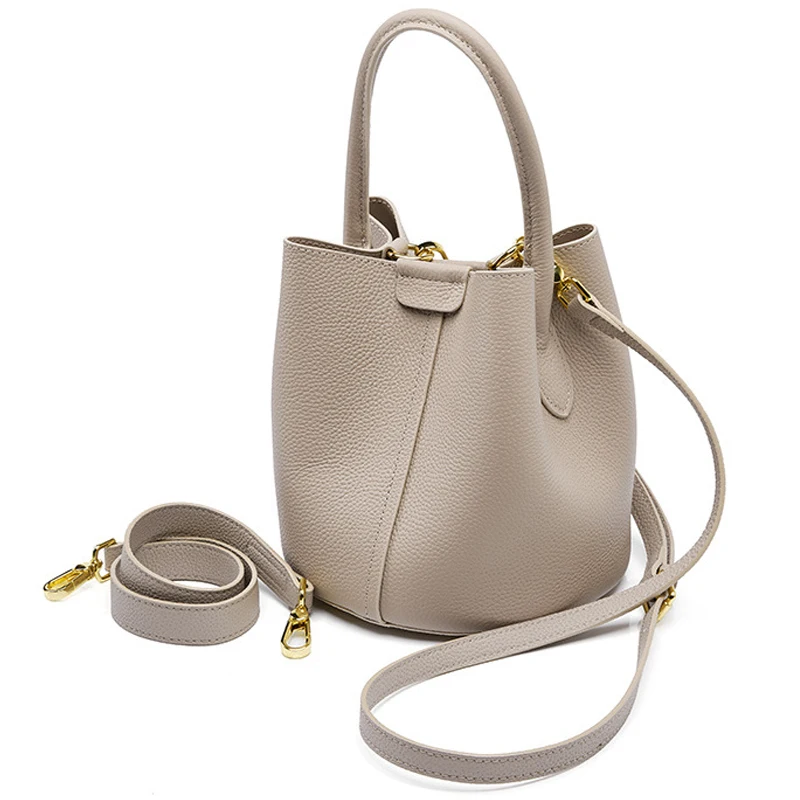 

Genuine Leather Bucket Bag High-end Brand Luxury Woman Basket Bag Crossbody Tote Bag 2023 New Female Shoulder Bag