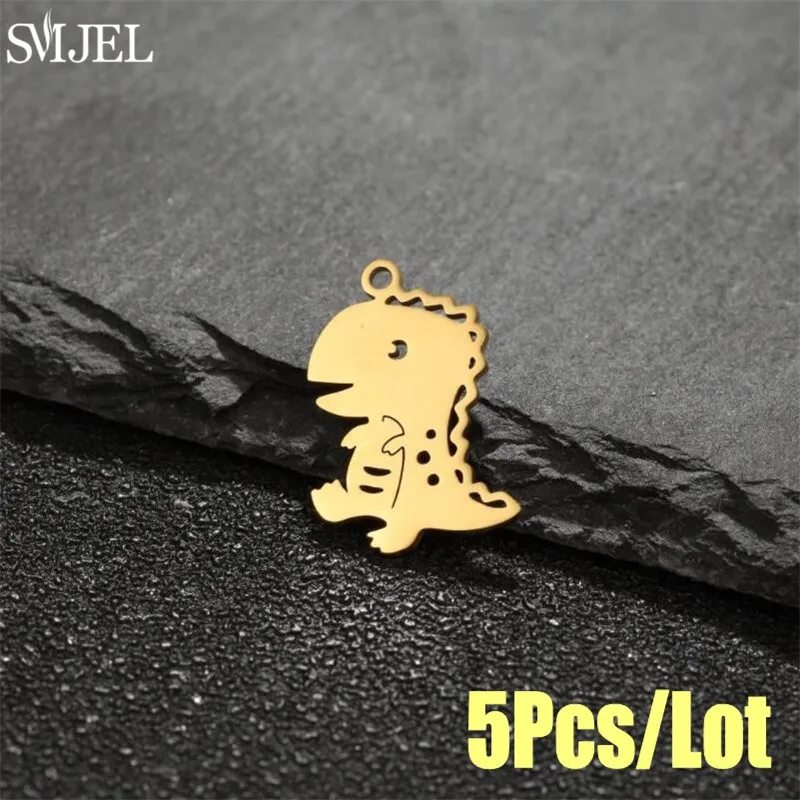 5pcs Stainless Steel Animal Connector Charms Wolf Fox Dog Elephant Giraffe Pendant Fit DIY Necklace Hanging Earrings Accessories