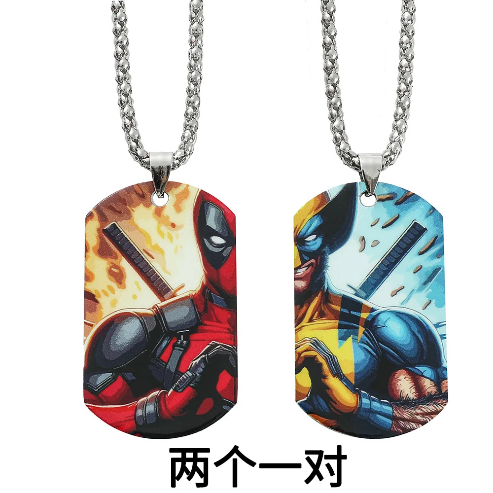 Disney Deadpool&Wolverine Pendant Stainless Steel Necklace Color Printing Men Activity Male Gift Jewelry Wholesale Dropshipping