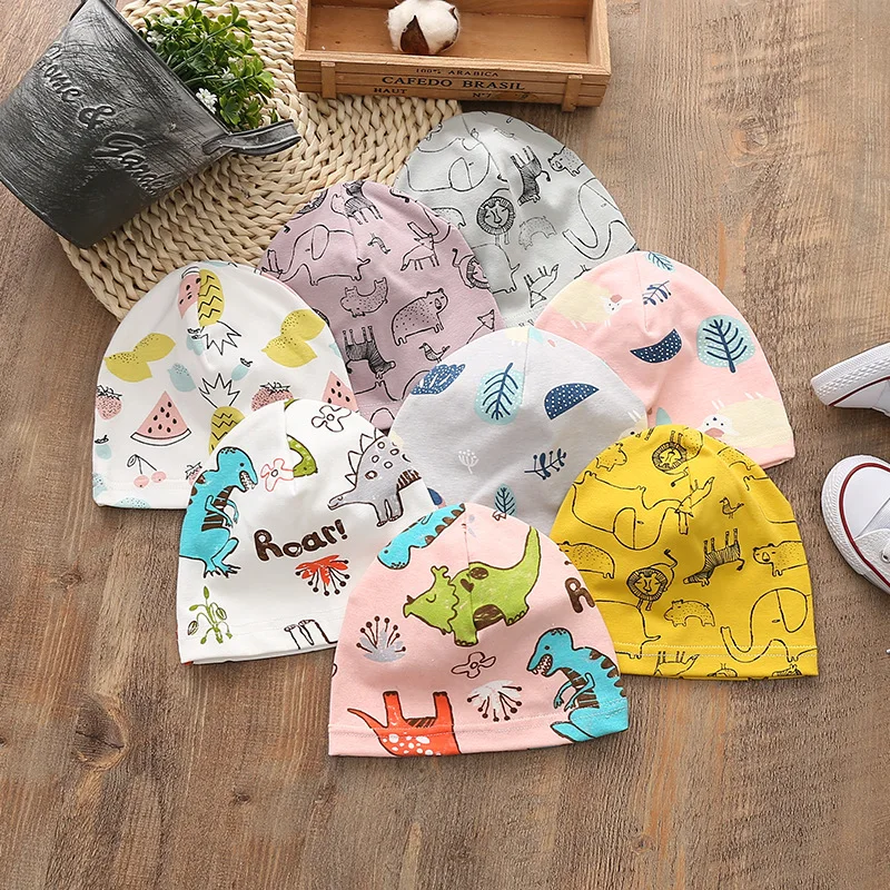 Newborn Baby Hat Knit Cotton Cartoon Print Baby Toddler Caps