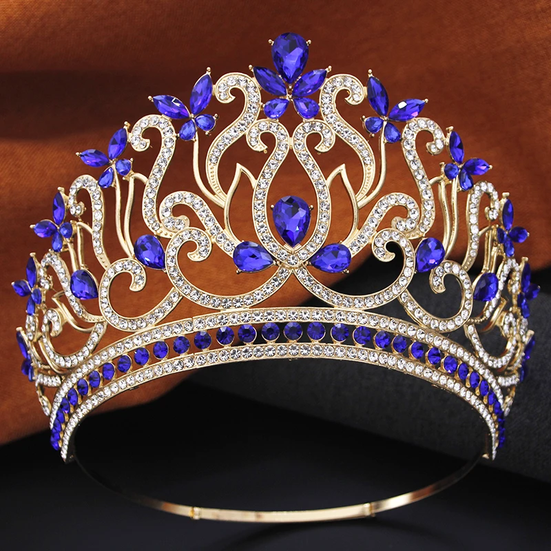 

Royal Queen Round Crown High Tiaras and Crowns for Women Bridal Wedding Hair Jewelry Party Diadem Bride Headdress Pageant