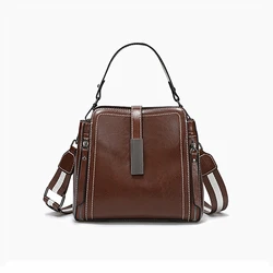 Hifashion Vintage prawdziwej skóry wiadro małe torby na ramię Crossbody dla kobiet 2024 Trend projektant top uchwyt torebki damskie