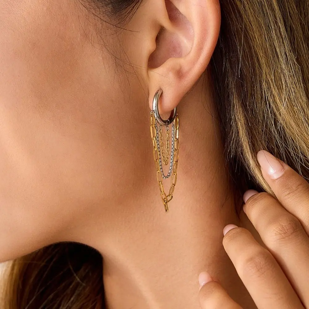 Boucles d'oreilles à pampilles de couleurs mélangées, plaquées or 18 carats, Design Simple, en acier inoxydable, haut de gamme, légères, de luxe, plaquées or