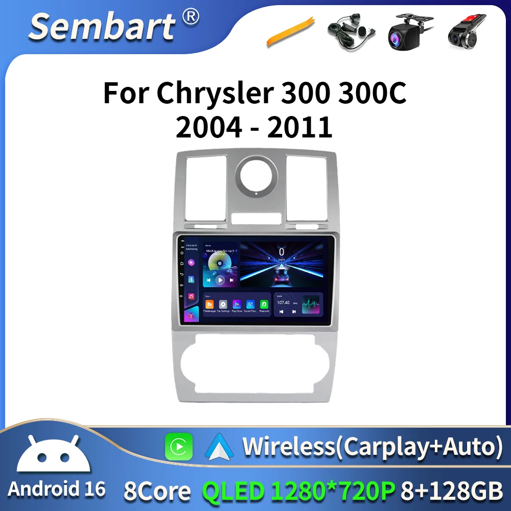 

Android 16 For Chrysler 300C 2004 - 2011 Auto Carplay Car Radio Navigation GPS Video Multimedia Player 4G WIFI DSP BT DVD