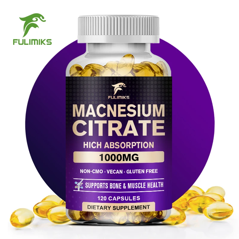 Magnesium Citrate Capsules - High Potency for Sleep, Easy to Swallow Pills for Women & Men, Muscle & Energy Support