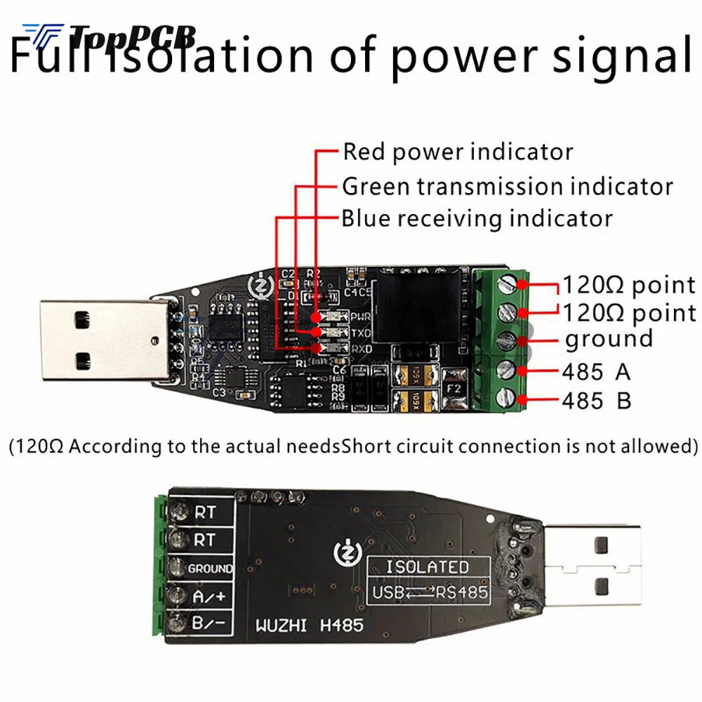 USB To RS485 Converter Isolate Module Upgrade Industrial TVS ESD Protection Original CH340E Standard RS-485 Connector Board