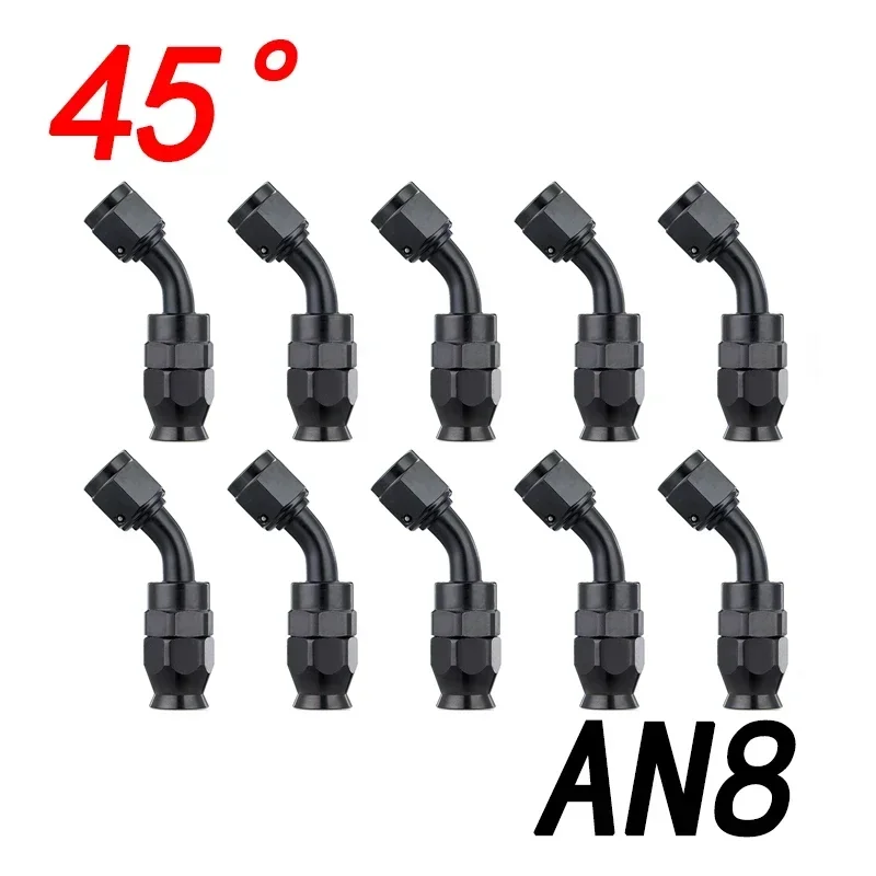 10x Universele Rechte 0 45 90 180 Graden AN3 AN4 AN6 AN8 AN10 AN12 Slanguiteinde Fitting Slang Adapter Voor Swivel PTFE Olie Brandstofleiding