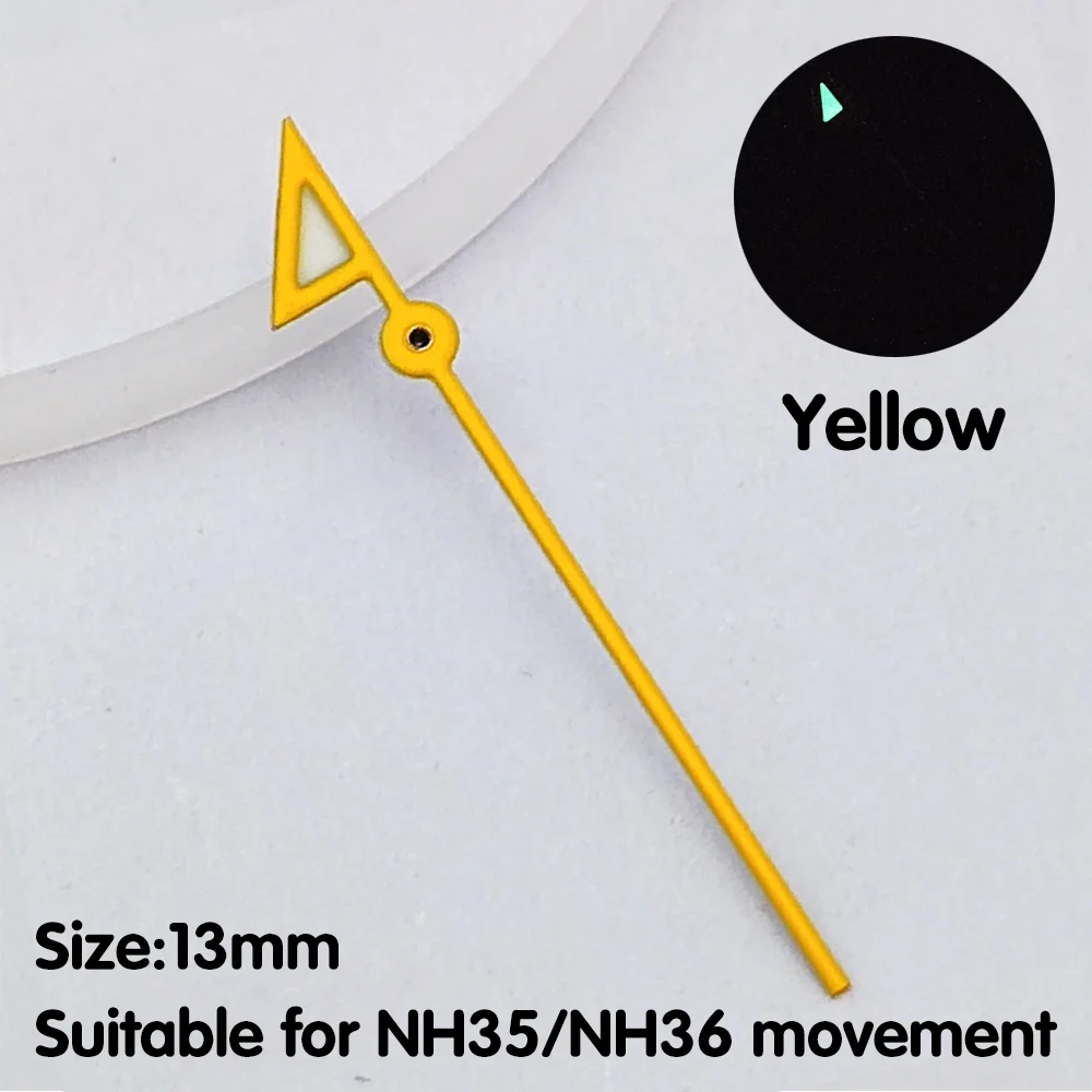 Lancette dei secondi da 13 mm lancette con bandiera lancette luminose di grado C3 adatte per parti di orologi con movimento NH35/NH36 parti di ricambio lancette NH35