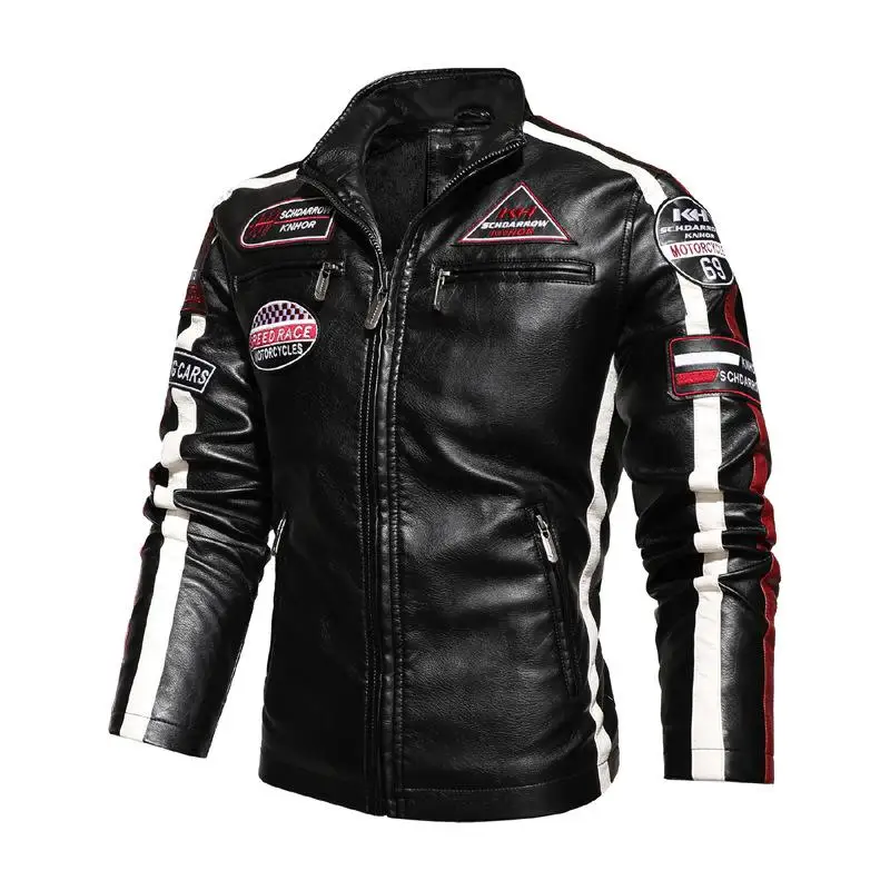 

Autumn And Winter Men's Leather Clothes Motorcycle Men's Pu Coat Plush Plus Large Punk Rock Jacket Sports Coat