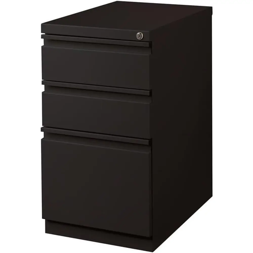 

23 Deep Mobile Metal Pedestal with 3 Drawers in Black