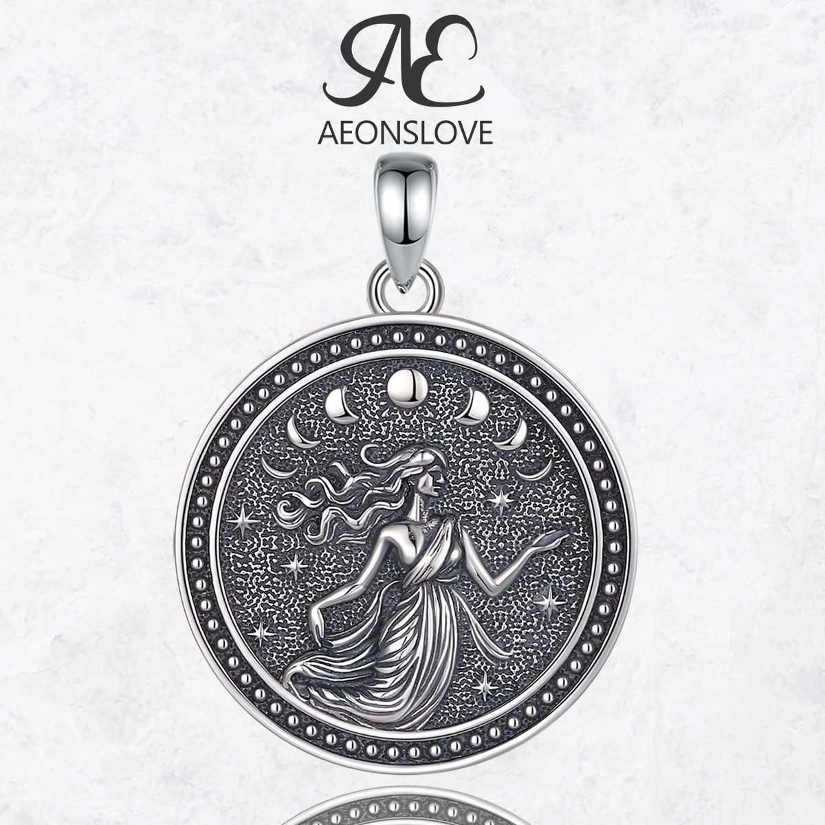 

AEONSLOVE 925 Sterling Silver NYX Moon Goddess Pendant Necklace for Women Wicca Pagan Jewelry Spiritual Protection Amulet Gift