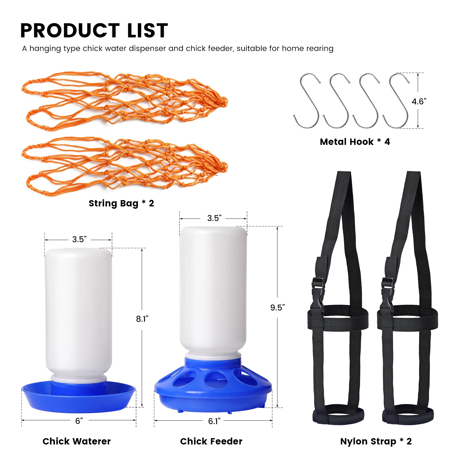 Chicken Feed Bucket Water Dispenser Bottle Hanging Feeder Vegetable Bag Mesh Bag Poultry Feeding Tool Raise Equipment Quail Duck