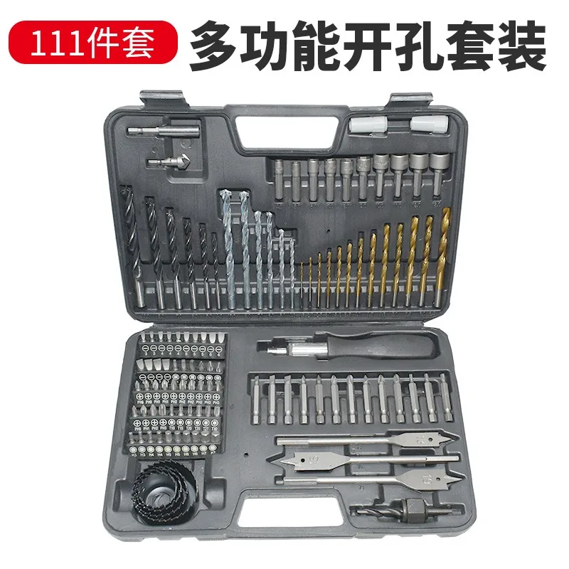 Multi‑Purpose 111Pcs Wood Working Accessory Set, Assorted Twist Drill and Screwdriver Bits for Household DIY Craft Projects