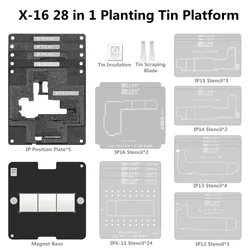 AMAOE X-16Sereis 28 IN 1 Strong Magnetic Planting Tin Platform Set with Position Plate Motherboard Middle Layer Solder Tin Net