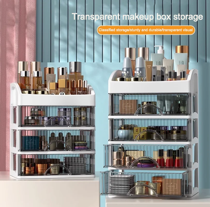 Caja de almacenamiento de cosméticos, tocador, productos para el cuidado de la piel, estante de almacenamiento, cajón de escritorio para dormitorio, caja organizadora de papelería