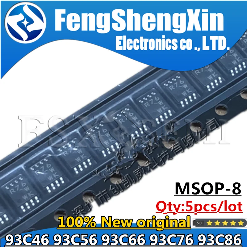 5pcs New 93C46 R46 93C56 R56 93C66 R66 93C76 R76 93C86 R86 MSOP8 BR93L66RFVM BR93L46RFVM BR93L56RFVM BR93L76RFVM-WTR BR93L86RFVM