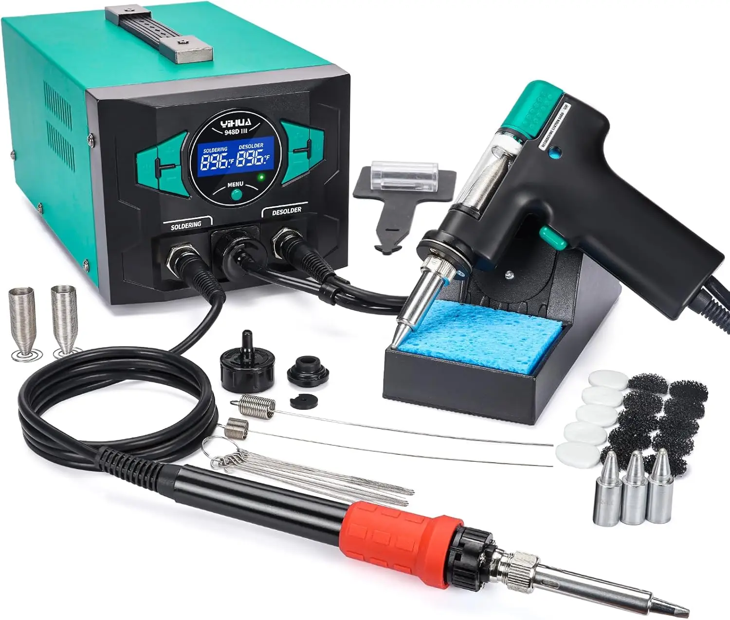 ua 948D Iii Soldering Iron Desoldering Station Kit With Upgraded Desolder Tool, 110W Evo Solder Iron, Vacuum Pump, 3