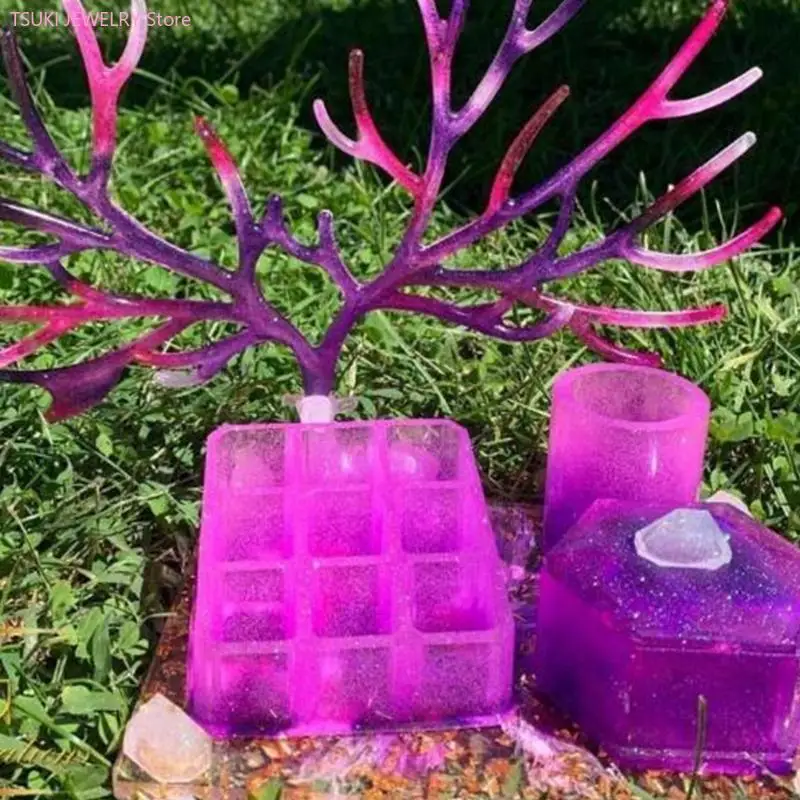 

62KE 1 комплект кристальных форм для эпоксидной смолы с оленями, поднос для макияжа, ювелирных изделий, силиконовая форма