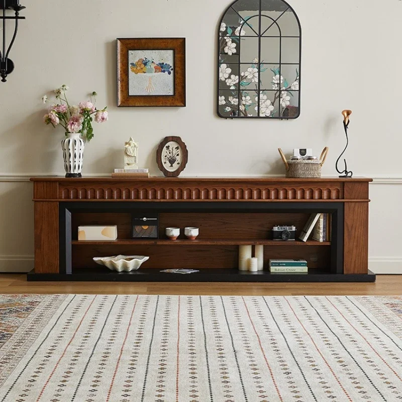 

Medieval fireplace, TV cabinet, floor-to-ceiling storage cabinet, integrated living room, light luxury high-end