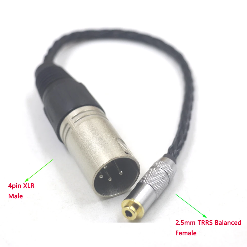 Haldane BlackJelly Taiwan 7N Litz OCC 4pin XLR Balanced Male to 2.5mm TRRS Balanced Female Audio Adapter Cable XLR M to 2.5mm F