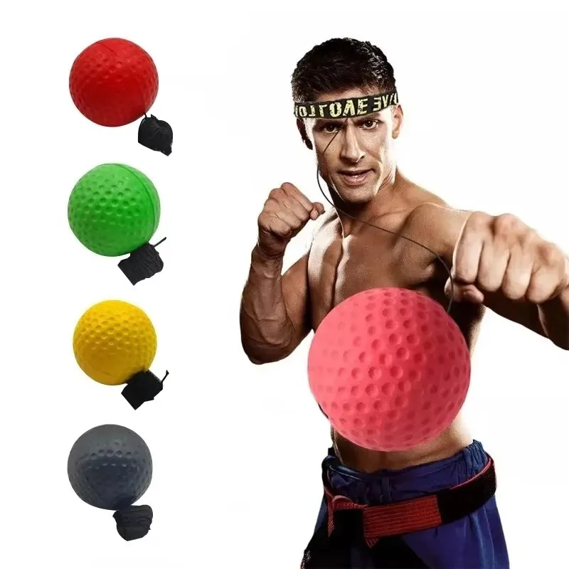 Boxing Reflex Speed Punch Ball Boxing Rubber Balls for Agility Reaction Training with Sweatband Fitness Equipments Accessories