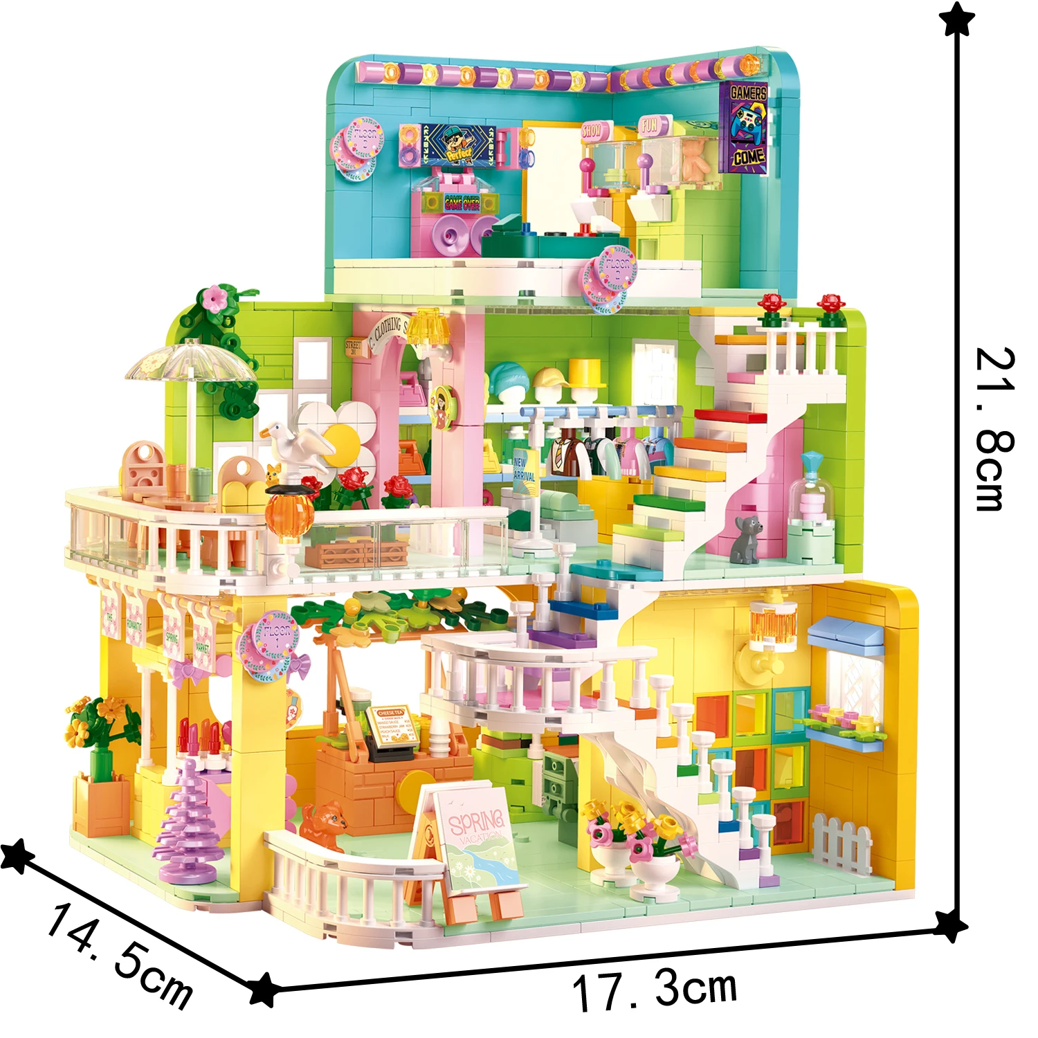 Creative Mini Shop Game Room Market Shopping Mall Building Blocks Play House Clothing Store Assemble Bricks Girls Miniature Toys