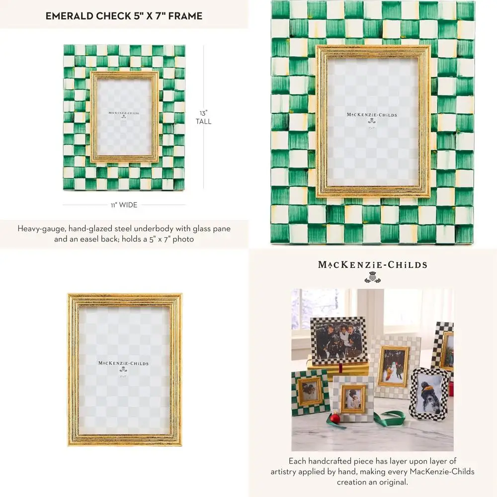 

5 x 7 Green & White Emerald Plaid Adorable Picture Frame
