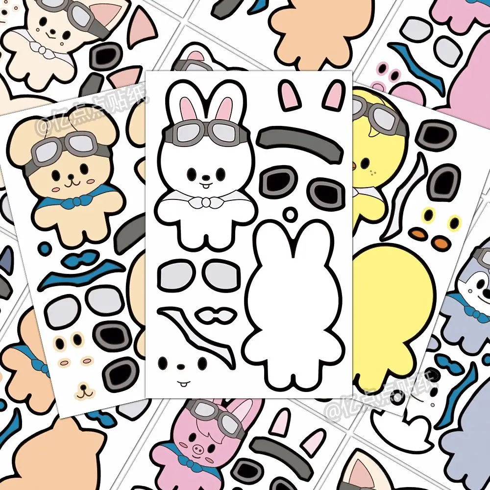 SKzoo habillage puzzle autocollants dessin animé mignon créatif amusant Fang Can Li Longfu jeu autocollants bricolage