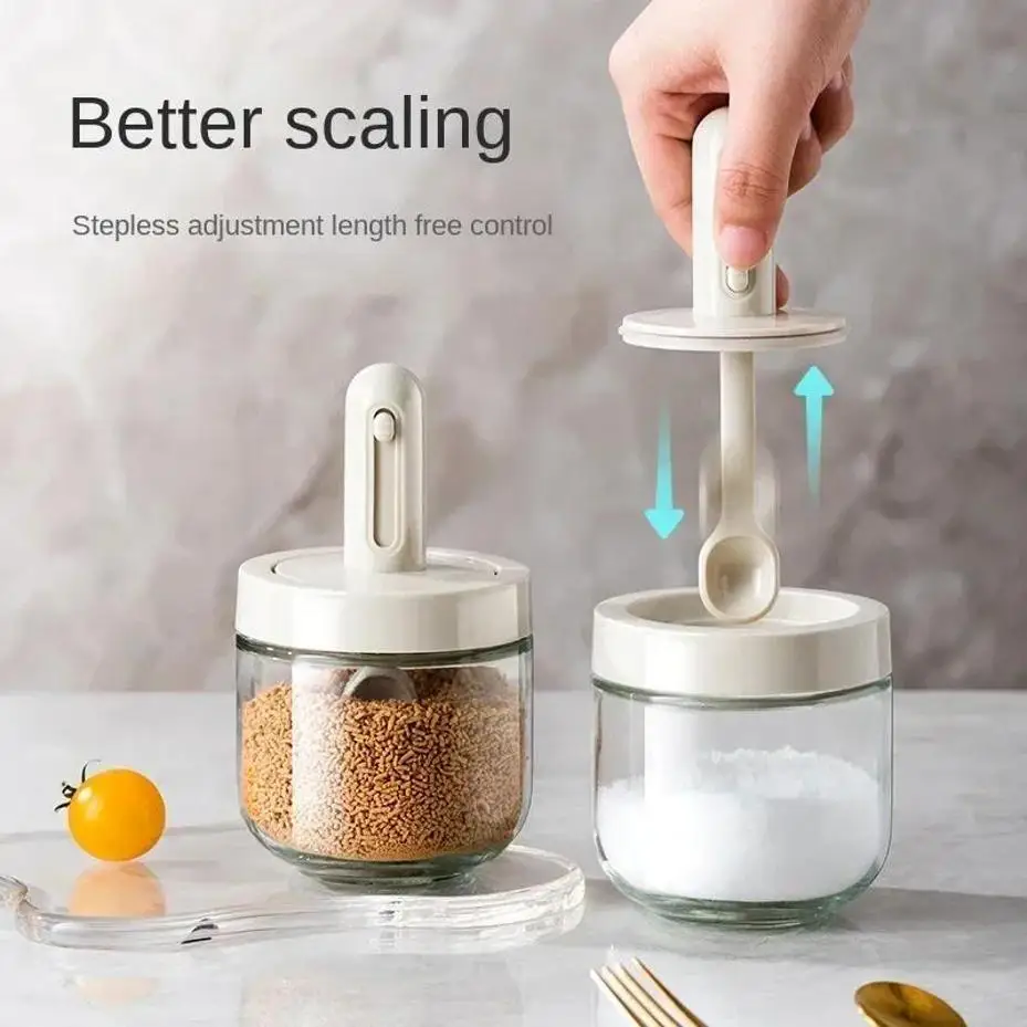 Accesorios de Cocina: Dispensador de Condimentos con Cuchara, Salero, Pimentero, Botella de Vidrio para Salsas, Vinagre, Aceite, Miel y Azúcar