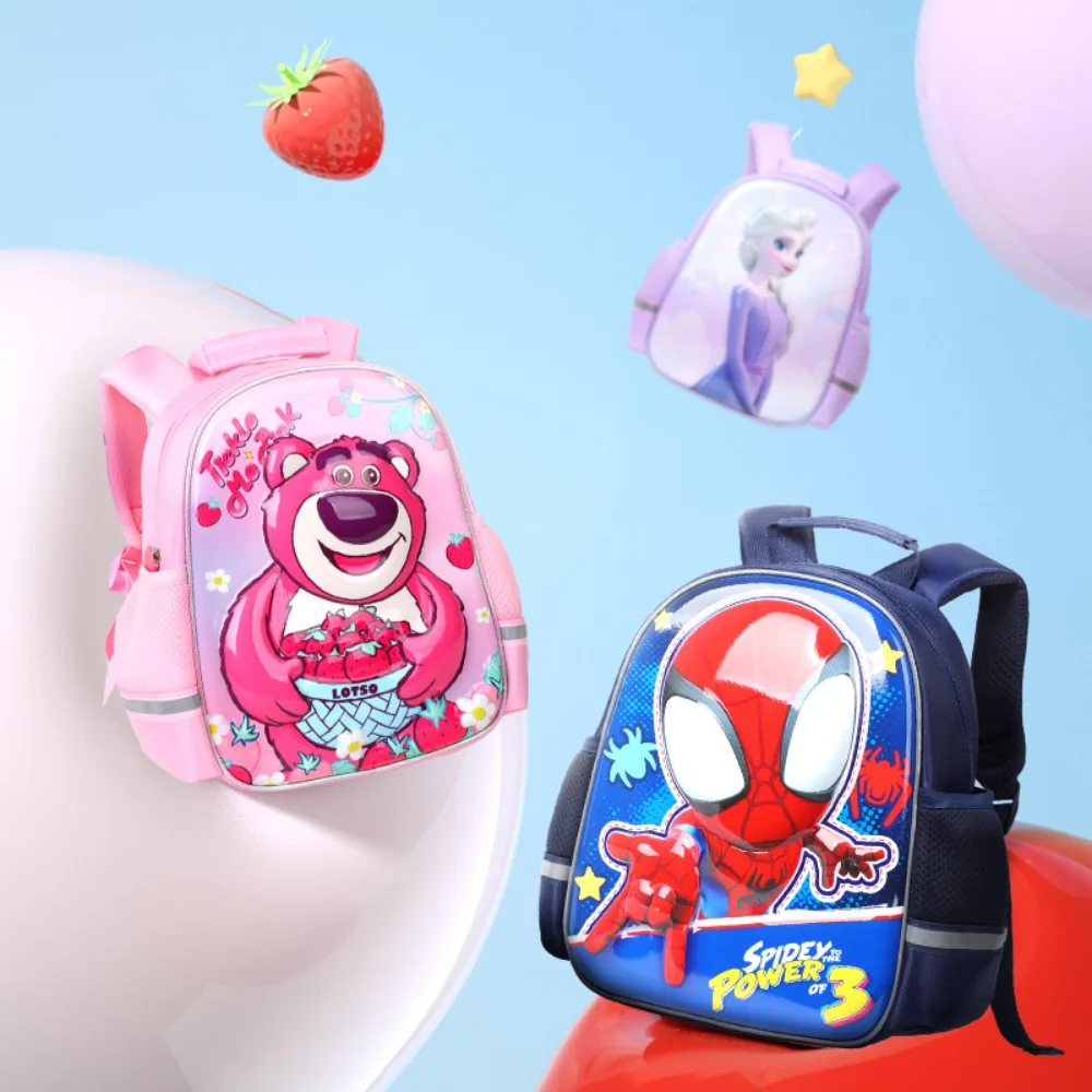 Disney Lotso Spider Man Elsa Kinderkleuterschool Schooltas Meisje Rugzak Met Ruggengraat Bescherming Gewichtsvermindering