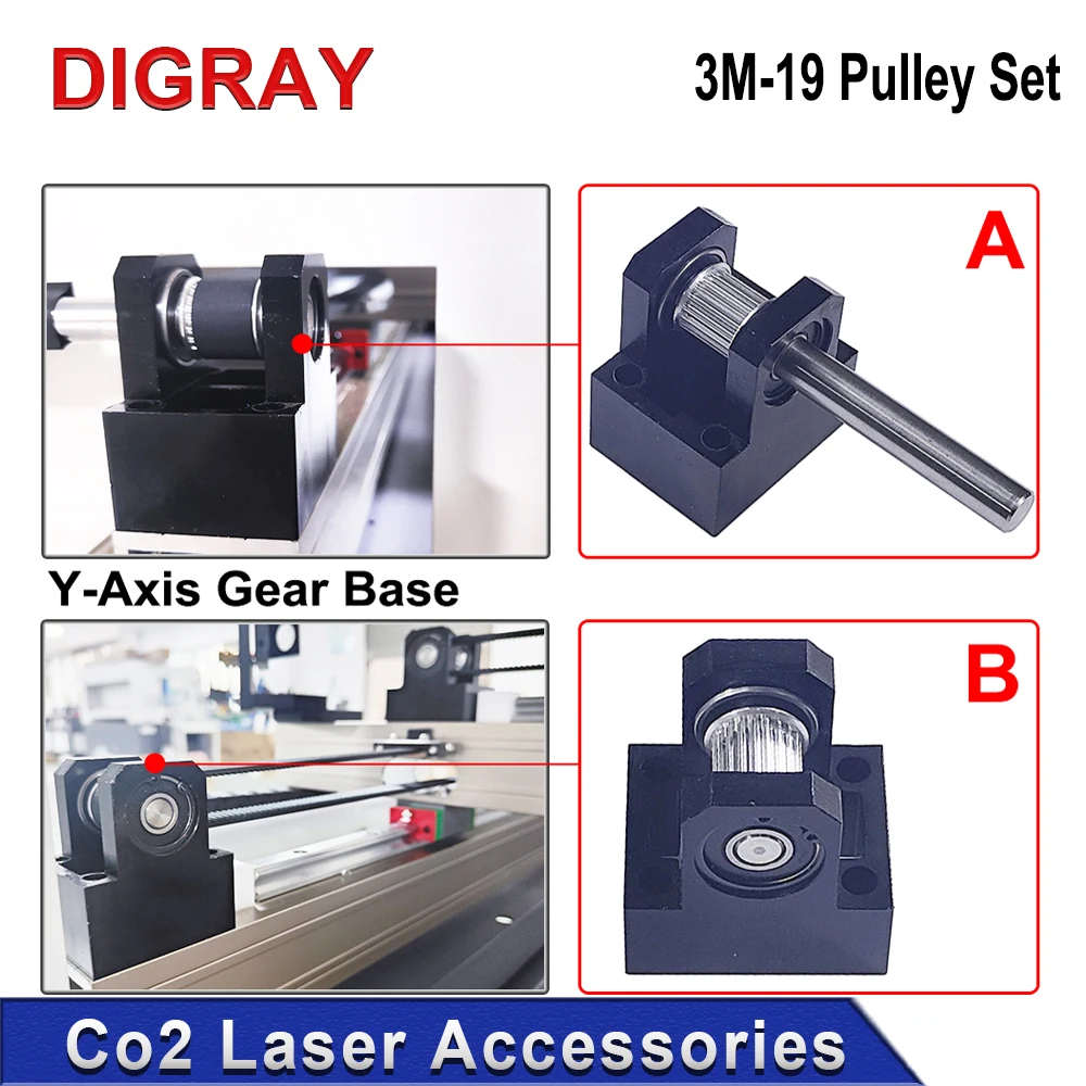 Gear Base Set Machine Mechanical Parts 3M Reduction Box Idler Pulley Tensioner Timing Pulley for Laser Engraving Cutting Machine