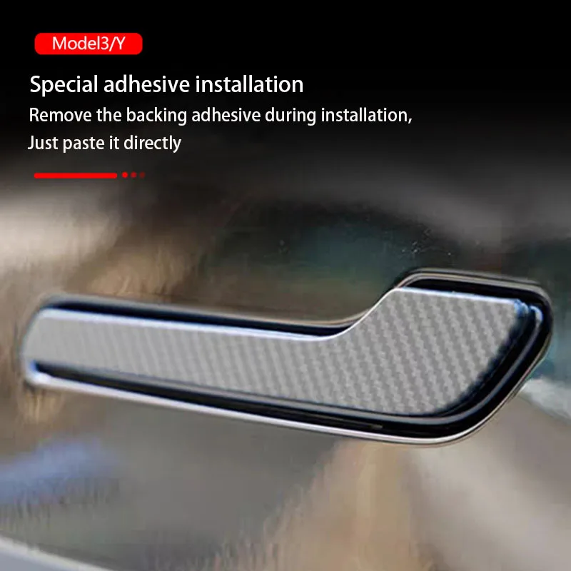 Car Door Handle Wrap Cover Decorative Stickers 4Pcs/Set Anti-scratch For Tesla Model Y/3/3+ Highland 2025 ABS Protector Sticker