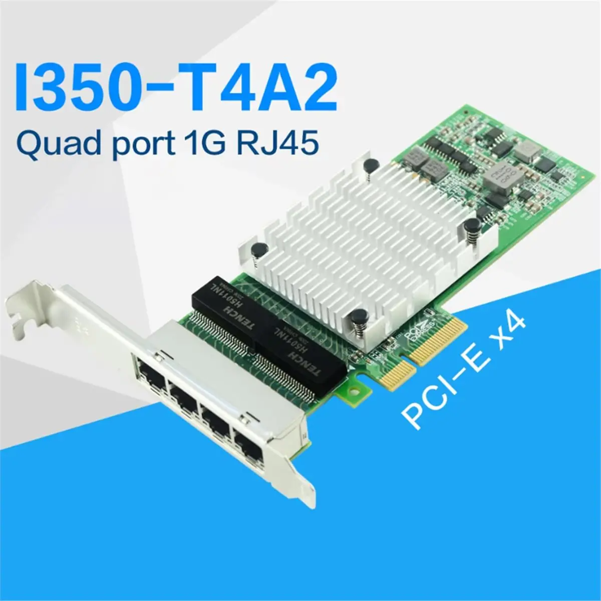 I350-T4A2 PCIe X4 4-Port 1000Mbps Gigabit Ethernet RJ45 Network Card Server Adapter for I350 Chipset LAN NIC