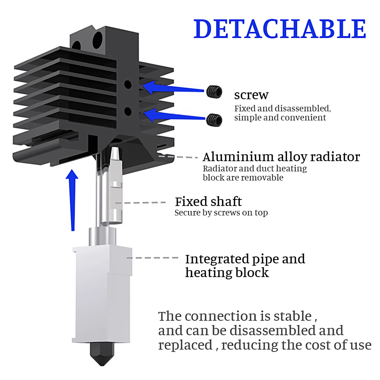 TwoTrees Upgraded Hotend Kit with Plated Copper Heater Block Heatbreak High Temperature 500℃ 32 Extra Nozzle 1pc Silicone Cover