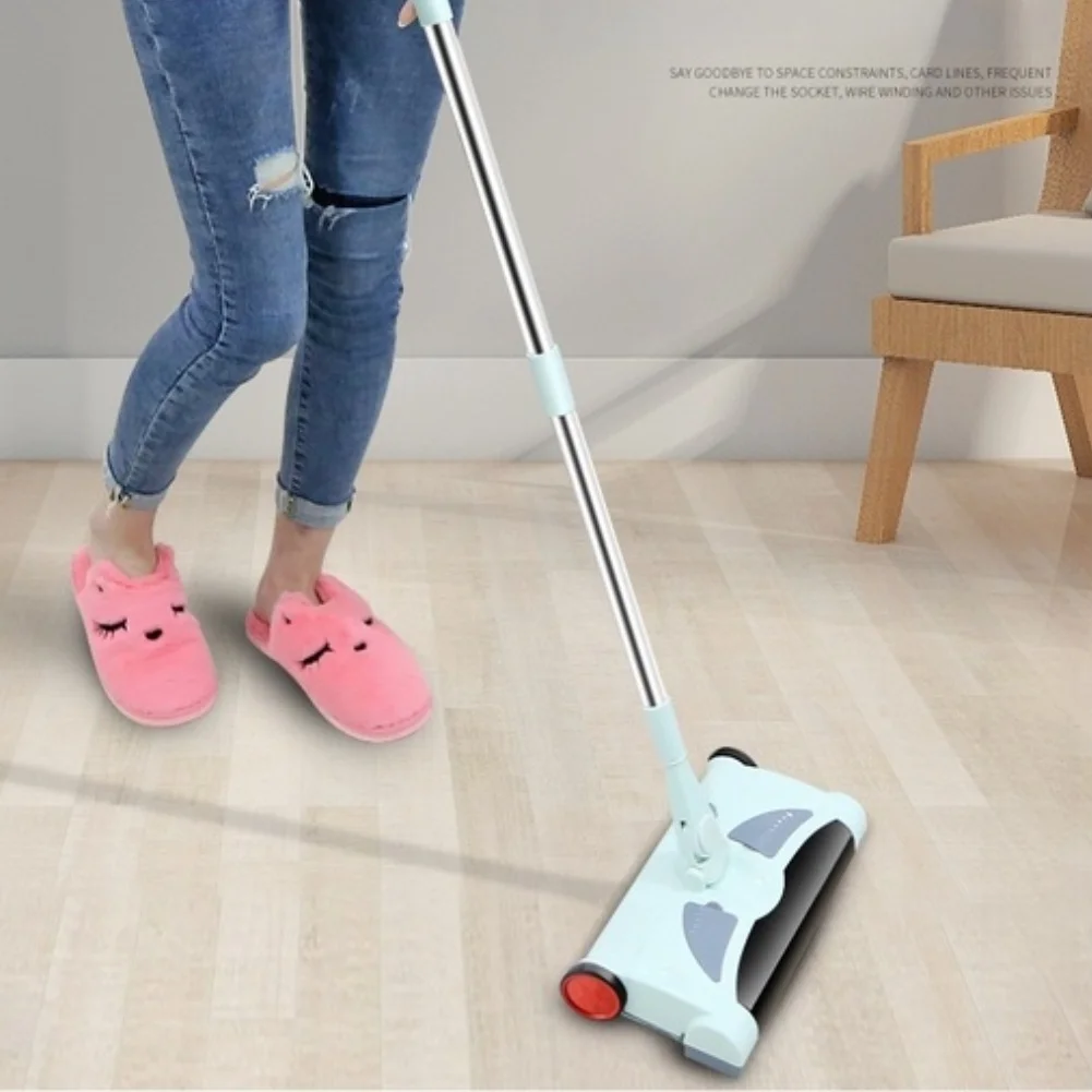 Lightweight Manual Vacuum Cleaner for Hard Floors for tile and Solid Wood Sweeping Mopping Dual Function 60-Minute for Battery