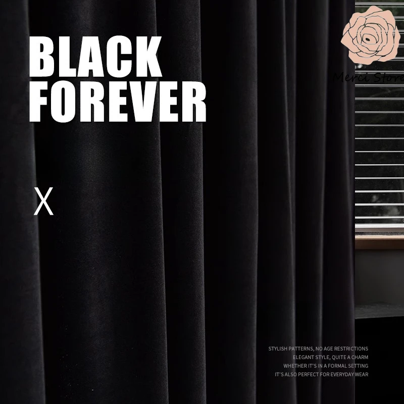 

Luxury Black Velvet Curtains for Living Room Bedroom Dressing Room Cat Scratch Resistant Full Blackout Sun Blocking Plush Drapes
