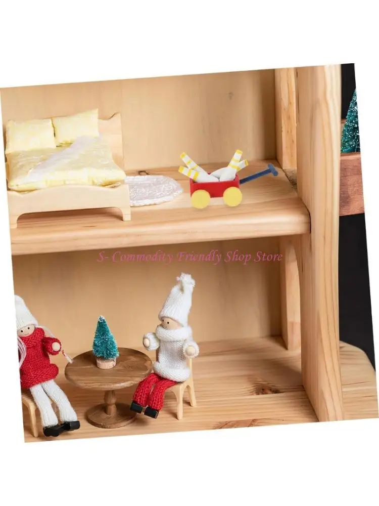 

85AE Portable Tiny Wooden Bowling Wagon Realistic Doll Furniture For Creative Play
