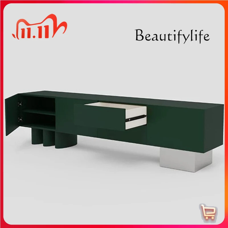 A Nordic Paint TV Cabinet Personality Art Living Room Audio-visual Cabinet Modern Simple Household Floor Cabinet