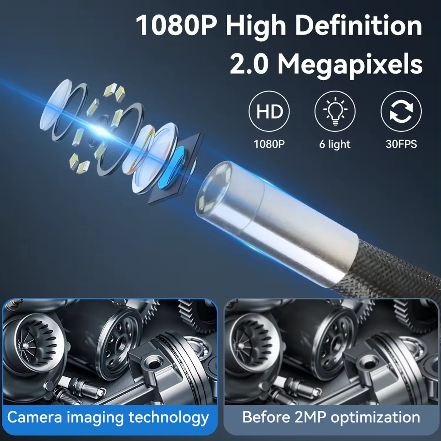 8mm HD Industrial Sewer Piping Endoscope Automotive Boroscope Endoscopic Pipe Inspection With Camera 1080p Tools Drain For Car