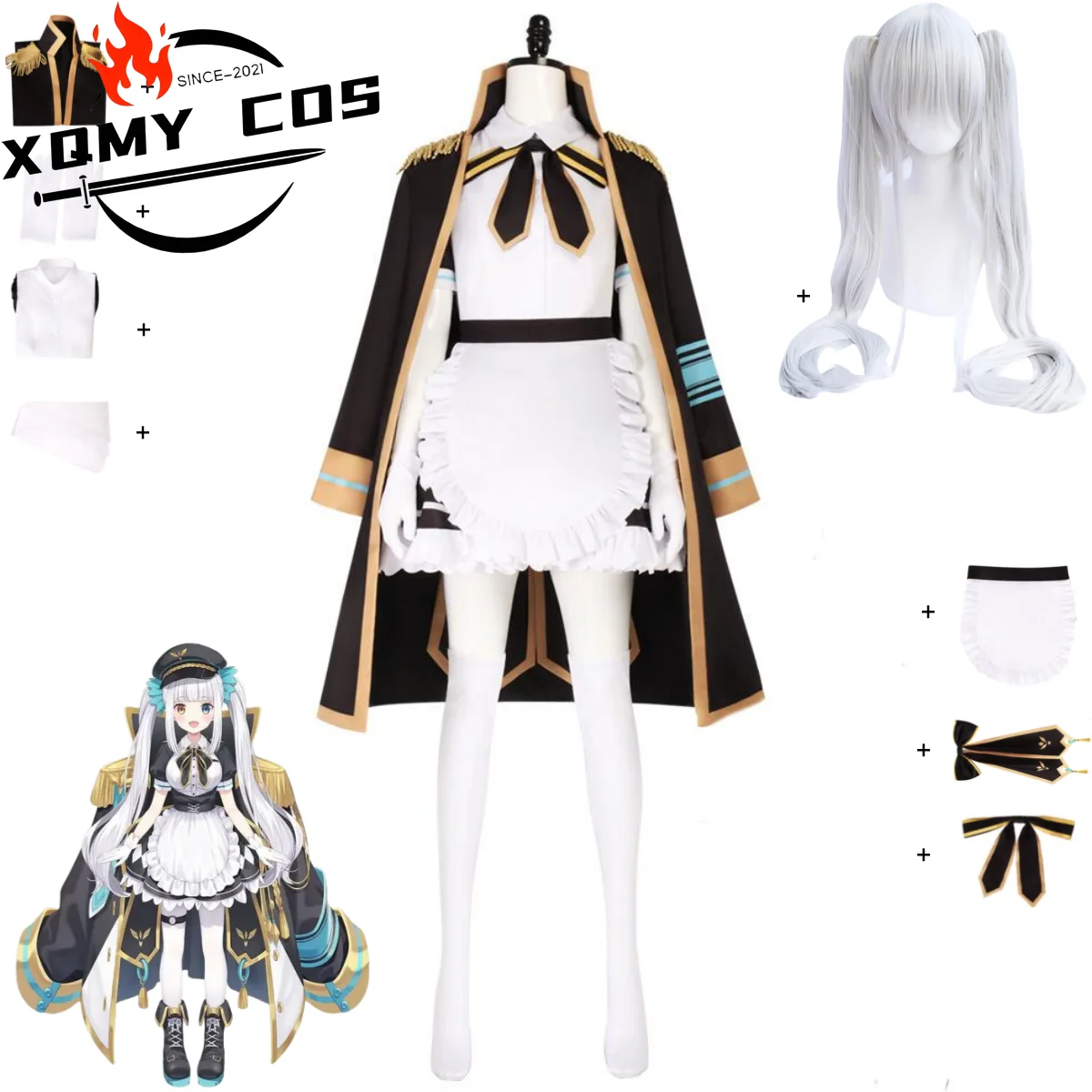 

XqVirtual YouTuber Kagura Mea Косплей Костюм Проект Paryi Платье Горничной Плащ Юбка Парик Женский Сексуальный Милый Костюм Для Дня Рождения