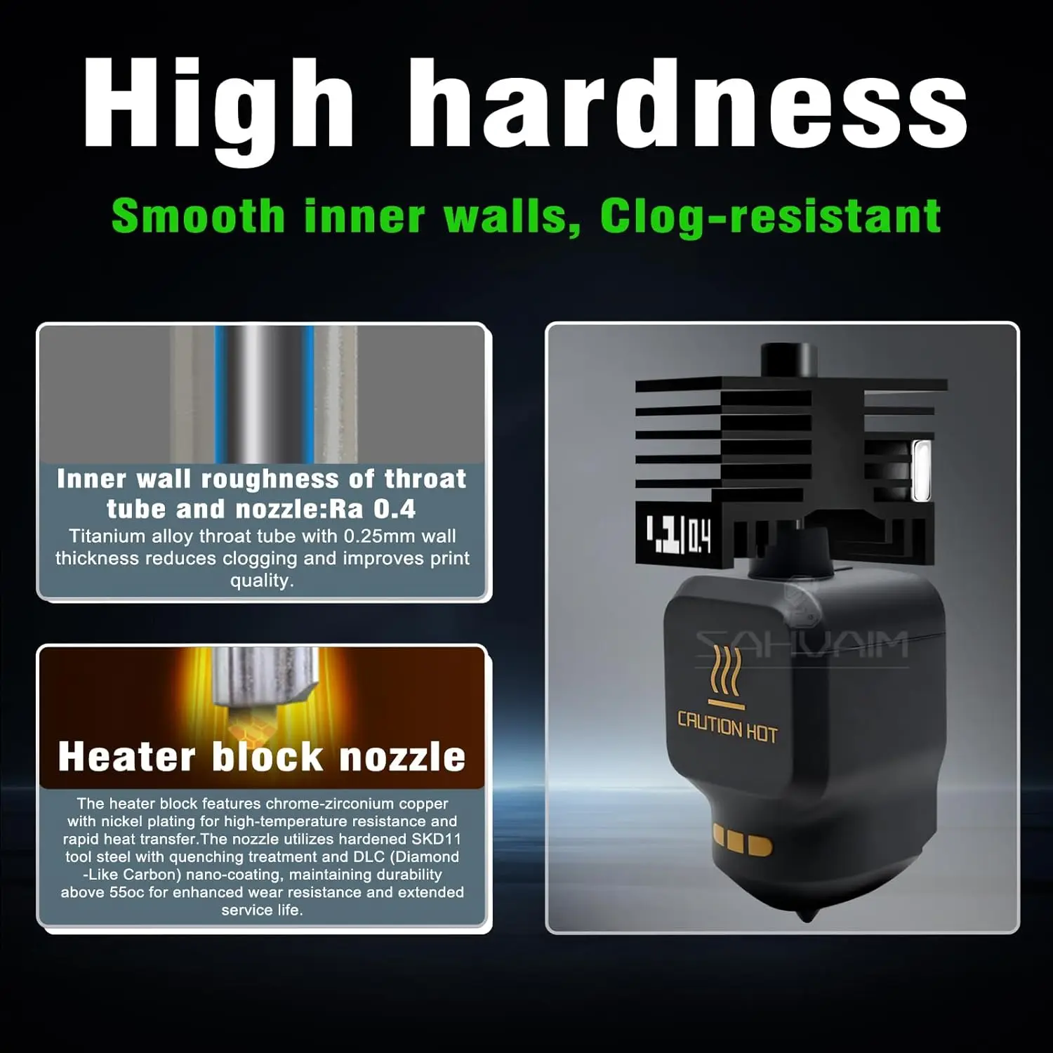 

New High Quality P2S H2D H2S H2C Hotend Kit for Bambu Lab,0.2/0.4/0.6/0.8mm Hardened steel Nozzle Hotend 3D Printer Extruder