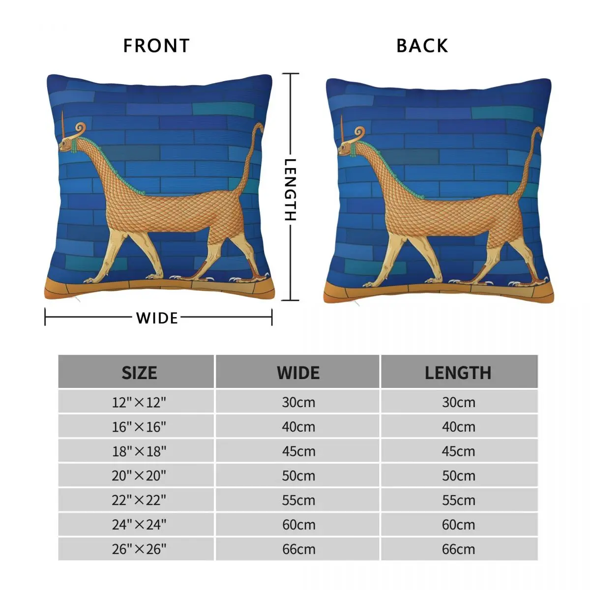 Babylonian Mushussu Square Pillowcase Polyester Linen Velvet Creative Zip Decorative Pillow Case Room Cushion Case