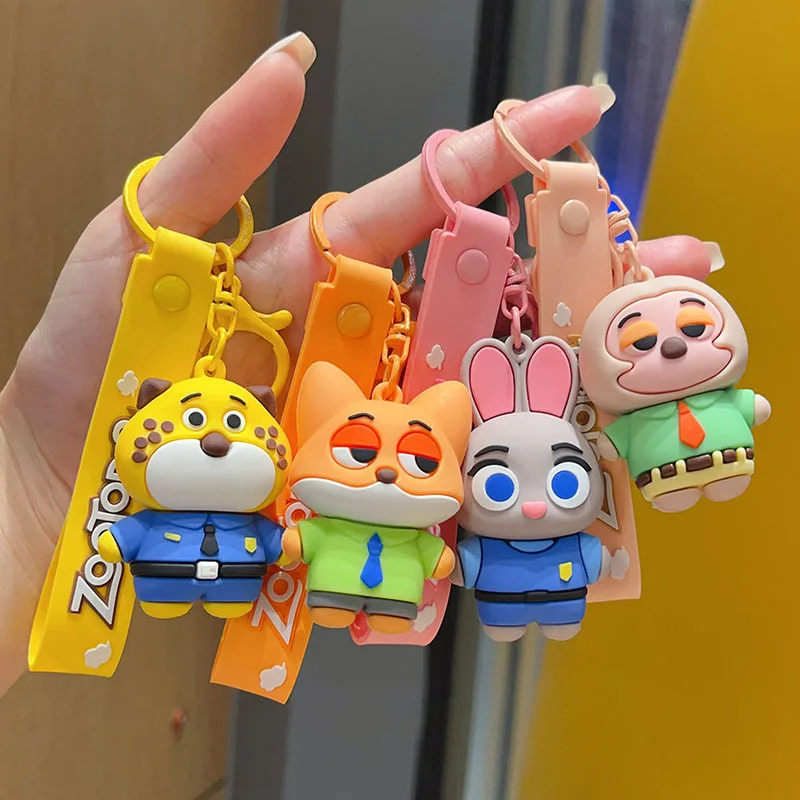 Zootopia Judy Hopps Bunny Police Officer Nick Wilde Fox  Keychain Couple Backpack Pendant Charm Accessories