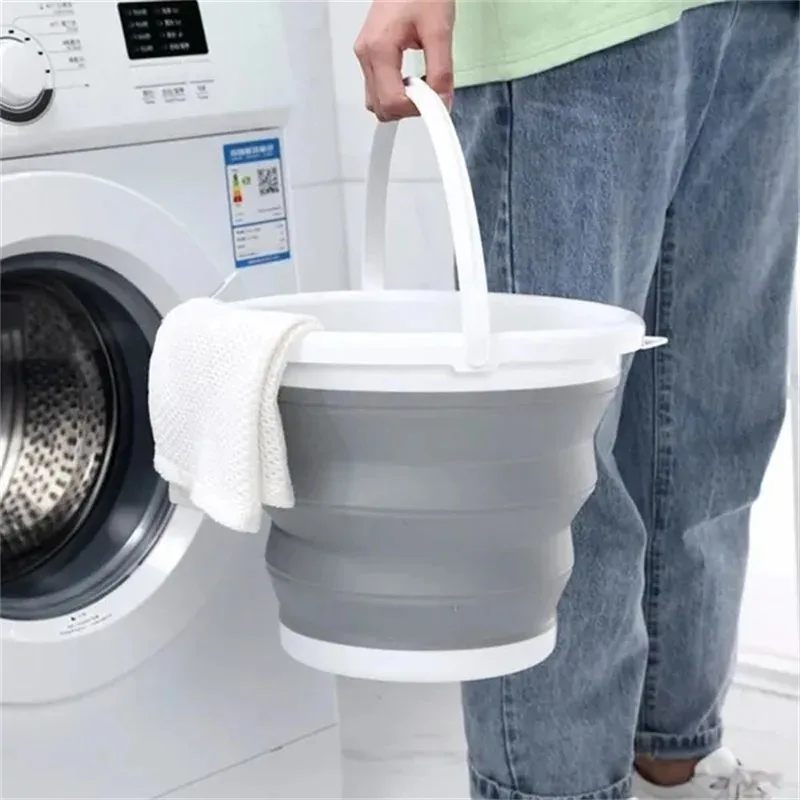 Folding Bucket Portable Folding Silicone Car Wash Outdoor Camping Fishing Travel Bucket Collapsible Household Cleaning Items