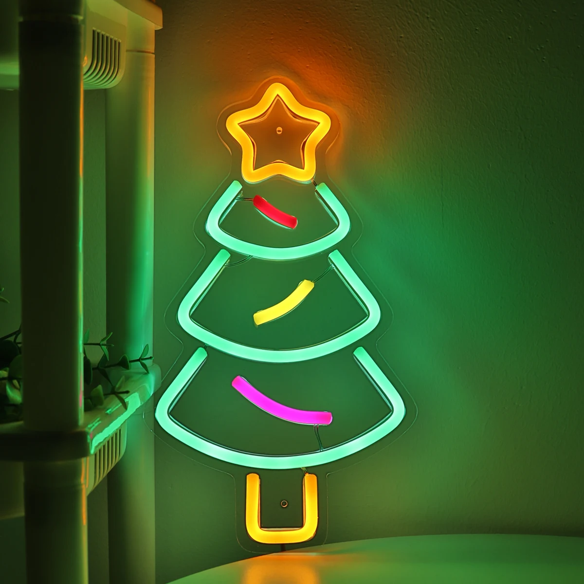 

1PC Christmas Tree LED Neon Sign Night Light For Christmas New Year Party Shop Home Room Pub Club Decoration 6.61''*11.81''